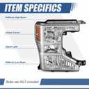 Auto Dynasty Headlight 20-22 Ford F250 F350 F450 F550, Passenger Right Side | Headlights for 20-22 Ford F250 F350 F450 F550 Super Duty, with Turn Signal Side Marker, Passenger Right Side, Chrome Amber