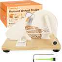 Manual Bread Slicer for Homemade Sourdough Bread, Metal Guide & Adjustable Thickness, Hand Crank Bread Slicer  Upgraded Model, Gift Packaging & Stainless Steel Blade &Solid Wood Base (Warm White)