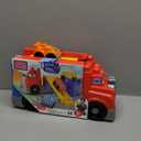 MEGA BLOKS First Builders Toddler Building Blocks Toy Set, Build & Race Rig with 19 Pieces, 2 Race Cars and Storage, Red, Ages 1+ Years