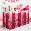 Mega-L Valentines Party Decorations, 2 Pack Valentine's Day Red Pink Table Skirts, Valentines Wavy Metallic Tinsel Foil Fringe Table Skirts for Rectangle and Round Table, Table Decorations for Party (Pink Red)