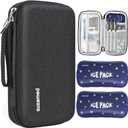 suzamed Insulin Cooler Travel Case,EVA Insulation Travel Medicine Kit with 2 Ice Packs for Diabetes Care,Insulin Pen and Other Diabetic Supplies (Black)