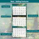 6 x Calendar 2026-2027 - 3 Month Wall Calendar Vertical Display (Folded in a Month), April 2026 - July 2027, 11" x 26", 3 Month Calendar, 2026-2027 Wall Calendar with Thick Paper, To-do & Notes - Green