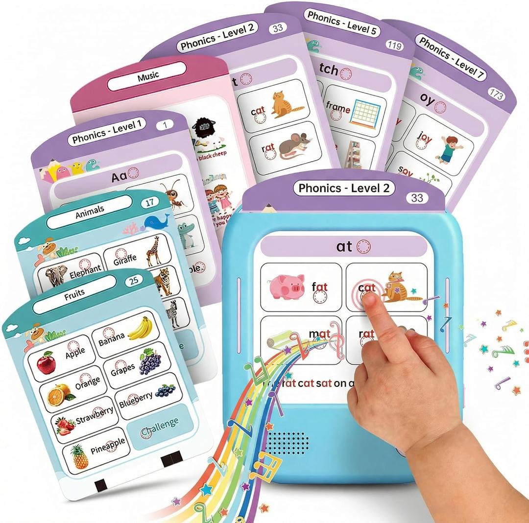 QuTZ Talking Flash Cards, Phonics Flash Cards, Learn to Read with 246 Pages, 29+ Themes, 1200+ Words & Fun Facts, 700+ Interactive Games, Toddler Learning Toys for 2-6 Year Old, 272 Pages, 6.7 inches x 5.5 inches x 0.1 inches