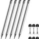 Bopomofo Stylus (5 Pcs), 2-in-1 Stylus Pen for Touchscreen, High Precision and Sensitivity, Suitable for iPhone/ipad/Android Tablets, Compatible with Touch Screens, Silver