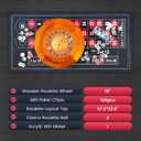 18" Wooden Roulette Wheel Set with 47.2 * 23.6” Roulette Tablecloth 100pcs Poker Chips Roulette Win Marker Dual Balls Casino Game Sets Smooth Rotation Roulette Wheel for Family & Party Fun