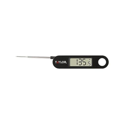 Taylor 1476 Instant Read Digital Meat Food Grill BBQ Cooking Kitchen Thermometer, Tailgating and Grilling Compact Folding Probe, Black