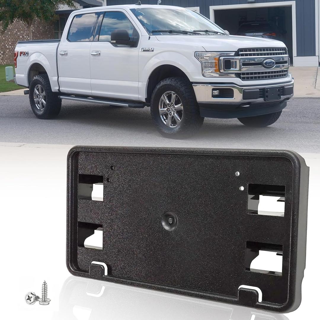 Front License Plate Frame for 2018 2019 2020 Ford F150 3.3L 5.0L NO Drill Front Bumper License Plate Holder Mounting Bracket Replacement JL3Z-17A385-AA FO1068180 F-150 Accessories