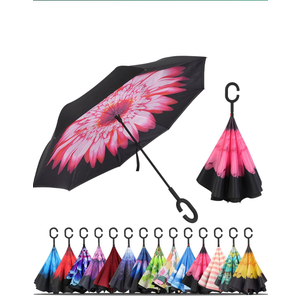 LLanxiry Windproof Inverted Umbrella, Large Reverse Umbrellas for Rain with C-shaped Handle Big Upside Down Inside Out Umbrella for Women & Men