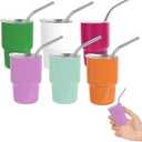 Cute Shot Glasses Set with Straw 2 oz, Mini Shot Tumblers with Lid and Straw, Funny Gifts for Women(6 Pack-B)