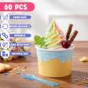 Jingmore 60 Set Paper Ice Cream Cups Bulk with Spoons 6 oz Disposable Sundae Bowls Colorful Paper Dessert Cups Containers for Snack Yogurt Soup Summer Bar Party Supplies