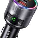 Syncwire Bluetooth 5.4 FM Transmitter for Car, 38W PD&QC3.0 Dual USB Charging Bluetooth Car Adapter Microphone & Bass Sound MP3 Music Player FM Kit with Hands-Free Calling (Silver)