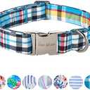 Unique Style Paws Metal Buckle Blue Plaid Collar - Durable & Cute for Small, Medium & Large Dogs