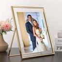 Gold 8x10 Floating Frame 2 Pack,For Photo Sizes(4x6'',5x7'',6x8'') Adjustable Tabletop/Shelf Floating Picture Frame 5x7'',Classy Gift Choice for Wedding,Christmas,Home or Office Decor