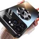 Magnetic Series Design for iPhone 16 Pro Max Case,[Compatible with MagSafe][Military Drop&Full Camera Lens Protector] Large Window Logo View Dust-Proof Matte Shockproof Cover,Black