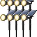 8 Pack Solar Spot Lights Outdoor Waterproof 180 Adjustable Solar Powered Landscape Lights for Yard, Garden, Pathway, Porch, Pool, Wall, 4 Lighting Modes, Warm White