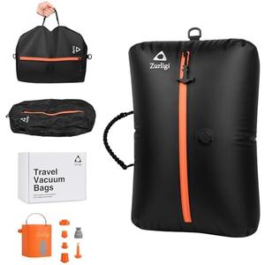 Zurligi Vacuum Compression Bags with Pump for Travel - Waterproof, Reusable, Removable Handle, Portable Travel Pack Vacuum Bag Kit for Camping, Gym, Beach, Moving