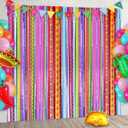 Mexican Fiesta Party Decorations, 2 Pack Rainbow Colors Foil Curtains Tinsel Streamers Backdrops for Cinco de Mayo Posada Taco Bar Party Decorations Supplies