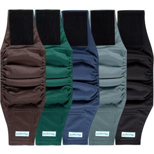 Paw Legend Washable Dogs Diapers Male Dog Belly Bands for Male Dogs Diapers Reusable Puppy & Doggie Diapers Male (5 Pack, Medium) (Dark color)