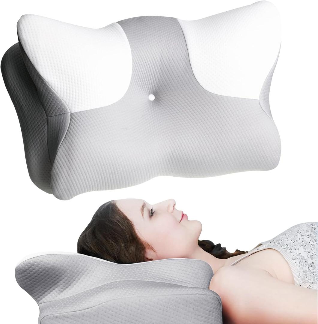 Cervical Neck Pillow for Pain Relief,Ergonomic Side Sleeper Pillow for Neck Support, Contour Pillow Orthopedic Bed for Back Stomach Sleepers,Neck Pillow for Sleeping (Horn Cloud)