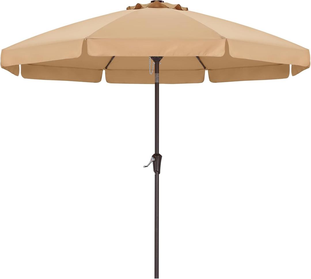 ABCCANOPY Patio Umbrella 9ft, Outdoor Table Umbrella with Push Button Tilt and Crank, 8 Ribs Umbrella for Patio Pool Garden Deck (Khaki)
