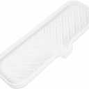 MicoYang Silicone Bathroom Soap Dishes with Drain Spout-Bathroom and Kitchen Sink Organizer,Sponge Holder,Dish Soap Tray,Perfect for Dispenser,Scrubber,Bottle,Cup on Sink or Counter-White 12"4"