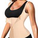 Nebility Waist Trainer for Women Corset Shapewear with Zipper Women's Waist Cincher Tank Top with Adjustable Straps (X-Large, Beige)