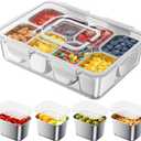 Snackle Box Container with 8 Removable Stainless Steel Compartments Divided Snack Tray with Portable Handle for Beach, Road Trip, Picnic, Boat Days, Ball Games, Pool and Parties