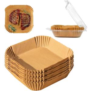 100Pcs Air Fryer Liners Disposable, 9 inch Square Parchment Paper Liner for Air Fryer, Baking, Roasting and Microwave, Non-Stick Airfyer Liners Accessories