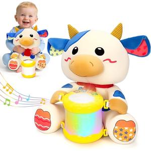 Hodurgyi Baby Toys 6-12 Months, Cow Musical Plush with Lights, ABCs, Animal Sounds, Numbers, Infant Early Learning Toy,Christmas Birthday Gifts for 6+ Month Boys &Girls