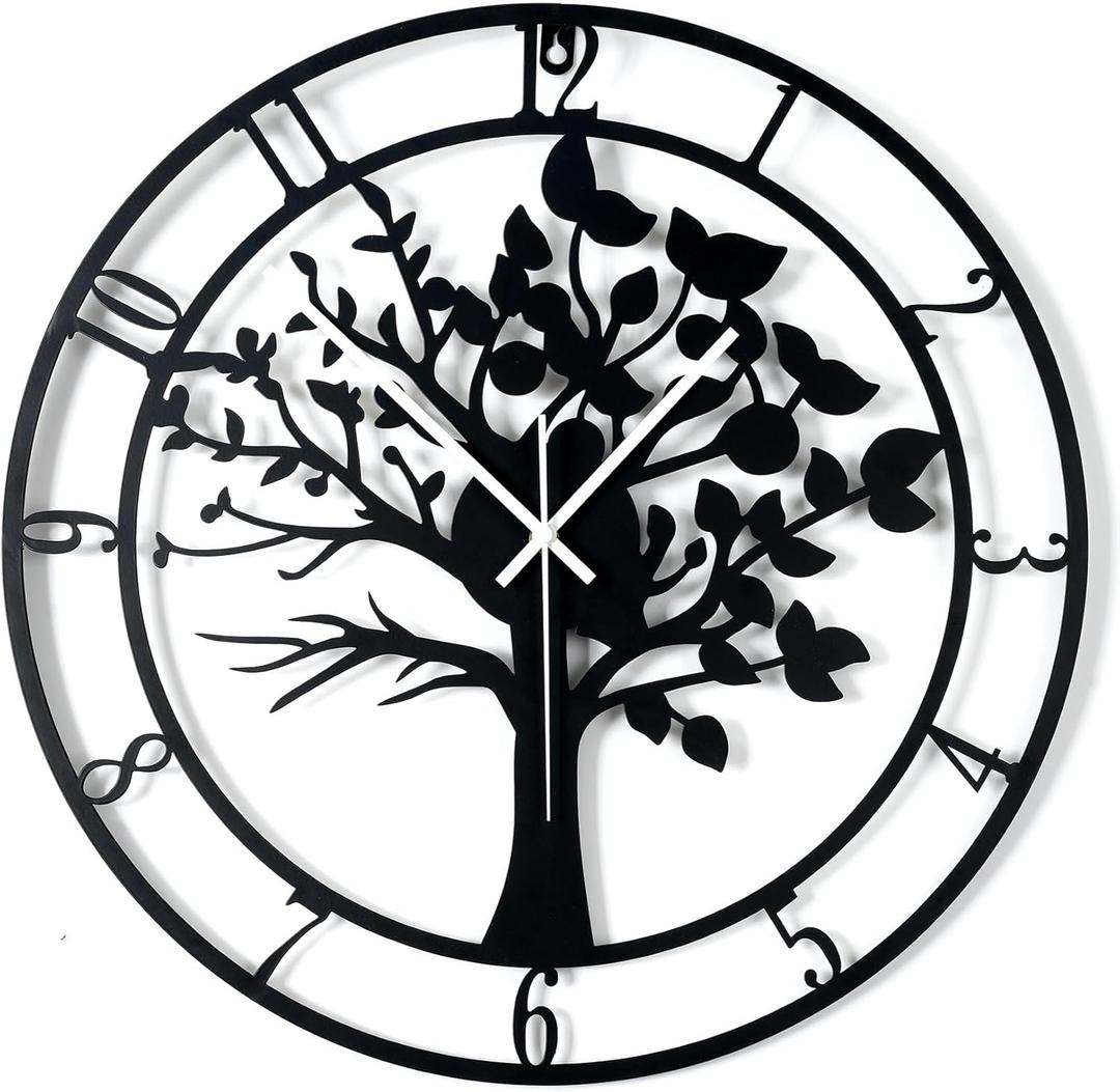 20inch/50cm Large Tree of Life Wall Clocks for Living Room Decor,Bedroom,Battery Operated Metal Big Decorative Silent Non Ticking Wall Clock for Farmhouse(Tree of Life, 20 inches)