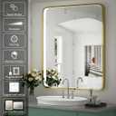 30x36 Inch LED Bathroom Mirror with Lights,Gold Metal Frame Wall Mounted Lighted Vanity Mirrors for Wall,Anti-Fog 3000K/4500K/6000K Dimmable Led Mirror,ETL Listed LED Driver