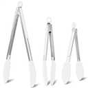 White Silicone Steel Tongs 3-Count (3 Sizes)