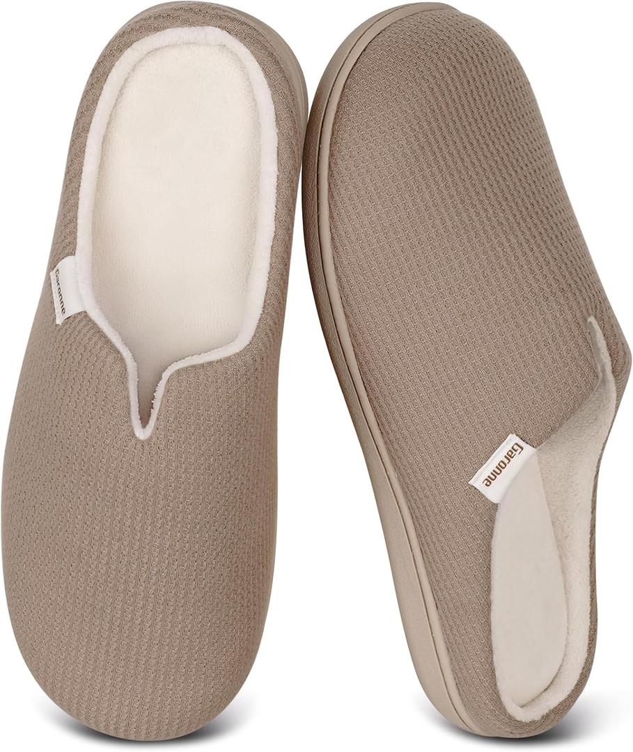 Garonne Women's V-neck Slippers with Memory Foam, Ladies' Slip-on House Shoes for Bedroom Indoor/Outdoor, Wheat 9-10