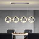Dimmable Modern LED Chandelier with Remote Control, 3000K-6500K Acrylic Dining Room Light Fixtures Over Table, Gold Linear Pendant Light for Kitchen Island (Chrome)