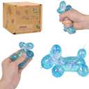 Balloon Dog Squishy Toy, Stretchy Sensory Fidget Toy for Kids and Adults, 1.97in Soft Stress Relief Squeeze Toy, Cute Balloon Animal Desk Toy, Glitter Squishy Gift(Blue)