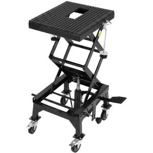Garvee Hydraulic Motorcycle Lift Jack 350LBS, Foot Operated Scissor Lift Table for ATV Dirt Bike, Heavy-Duty Steel Stand with Safety Lock & Wheels, 13.78"-34.25" Height Adjustable, Motorcycle Scissor