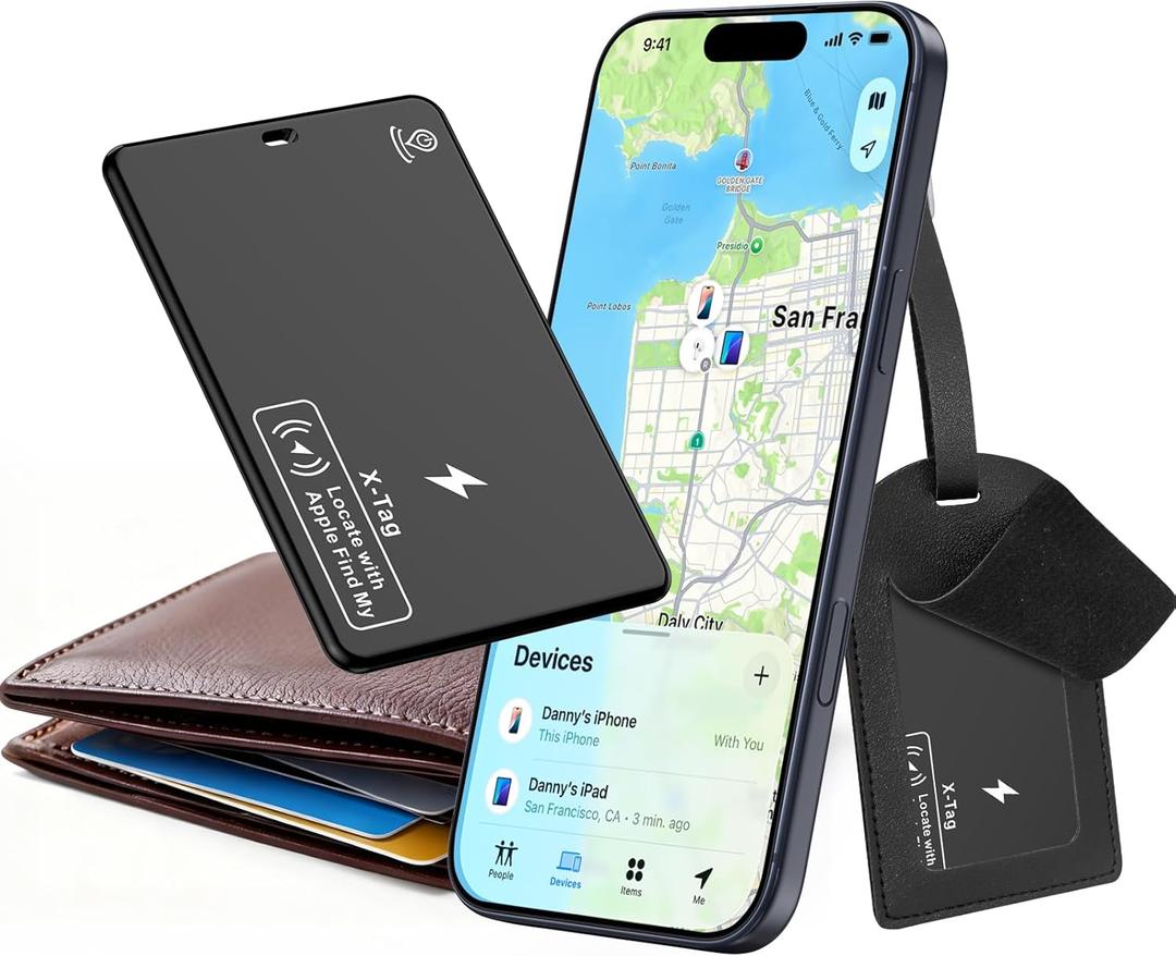 F01 Ultra-Thin Wallet Tracker Card, Wireless Charging Recharged X-Tag Tracker, Keys Finder & Item Locator for Keys, Bags, Passport