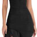 Women's Midi Bodycon Dress Summer Sleeveless Ruffle Mermaid Dress Cocktail Party Tank Dresses for Wedding Guest (Medium, Black)