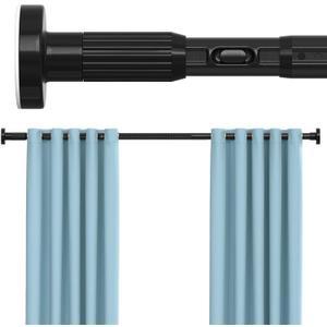 Black Tension Curtain Rods for Windows 41-146 Inches Heavy Duty Tension Rod Adjustable Curtain Rods No Drilling for Bathroom Living Room Outdoor Patio Hold Up Blackout Curtains and Non Slip