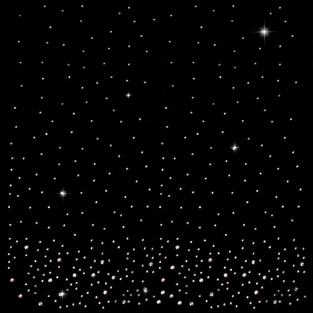 FINGERINSPIRE 6 Sheet Glitter Rhinestone Iron on Transfers Rainy Layout Glass Rhinestone Hotfix Decoration Appliques AB Clear Color Crystal Rhinestone Hot Melt Decals Patch for Clothing Embellishment