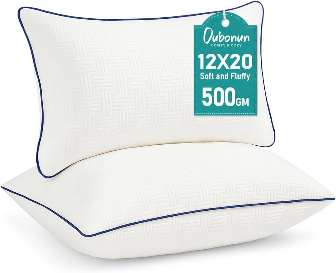 Oubonun 12x20 Pillow Inserts Set of 2 - Square Decorative Throw Pillows for Couch Bed Sofa Living Room Down Alternative Polyester Filling 12 x 20 Inch Insert(Beige)