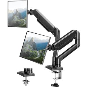 Dual Monitor Desk Mount - Adjustable Monitor Arm for 2 Monitors up to 32 inches/19.8 lbs, Double Monitor Desk Stand VESA Bracket with C-Clamp & Grommet Mounting, Swivel Computer Screen Mount, Freelift (Black)
