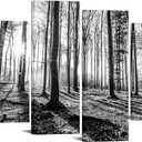 sechars - Black and White Forest Canvas Wall Art Tree Sunset Pictures Prints Nature Landscape Artwork Living Room Office Hotel Decoration, Medium-48"x32"