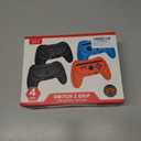GLDRAM Grips for Nintendo Switch 2 Joycon, Comfort & Wear-Resistant Joycon 2 Grip, Switch 2 Accessories with Ergonomic Controller Handle & 8 Thumb Grip Caps - Black & Blue-Orange (4 Pack)