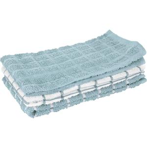 Ritz Premium 100% Cotton Terry Check Kitchen Dish Towels - Highly Absorbent, Super Soft, Long-Lasting, 25"x15", 3-Pack, Dew