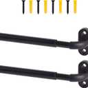 TYRON 2 Pack Screwed Sash Curtain Rod Adjustable 18-30 Inch, 3/8 In. Diameter, French Door Curtain Rods (Black)