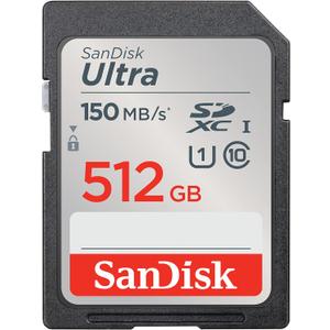 SanDisk 512GB Ultra SDXC UHS-I Memory Card - Up to 150MB/s, C10, U1, Full HD, SD Card - SDSDUNC-512G-GN6IN