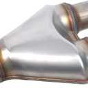ID 2" Exhaust Y-Pipe Adapter, T409 Stainless Steel 2 Inch Dual to Single Y Pipe Connector, 10" Overall Length