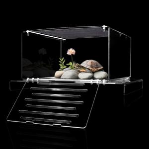 Turtle Basking Platform & Dock Stainless Steel Turtle Ramp Topper Decor for Red Eared Slider Hanging Habitat Enclosure Cage Non-Slip Surface Cuckold Tank with Lid Tortoise House Semi Aquatic Terrapin