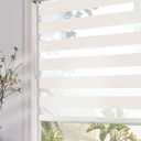 Persilux Cordless Zebra Blinds for Windows (46" W x 72" H, Beige) with Upgraded Cassette Light Filtering Dual Layers Sheer Shades Free-Stop Thermal Insulated Window Shades for Home